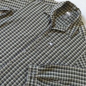 Quiksilver Mens Small Green Black Gingham Plaid Button Down Flannel Shirt S/P